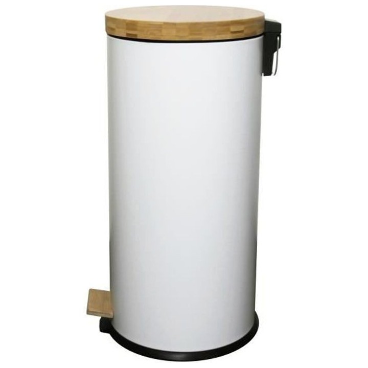 KITCHEN MOVE Poubelle de cuisine a pédale Forest - 30L - Blanc mat