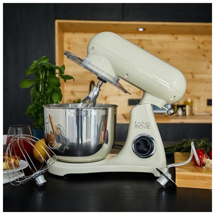 Robot pâtissier multifonction KITCHEN ELTON MOVE BAT-1522 - Ivoire cr