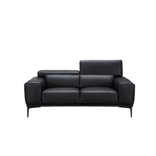 Canapé fixe 2 places JAKE - Cuir de vachette Noir- Style contemporain