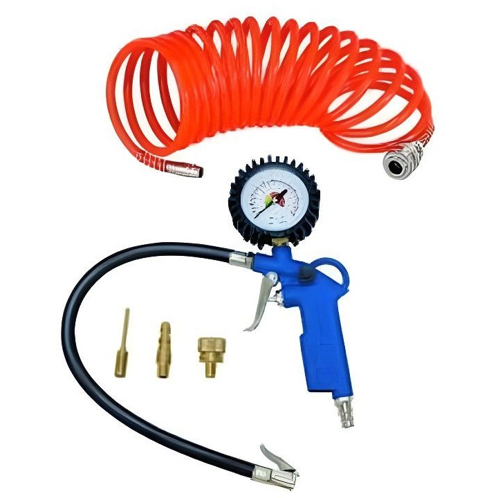 Ensemble de 5 accessoires SCHEPPACH (pistolet de gonflage, tuyau 5m et