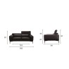 Canapé fixe 2 places JAKE - Cuir de vachette Noir- Style contemporain -tetieres ajustables - L 182 x P 107 x H 91 cm