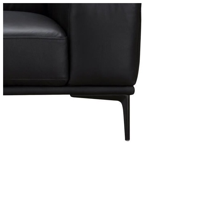 Canapé fixe 2 places JAKE - Cuir de vachette Noir- Style contemporain