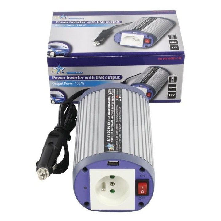 HQ Convertisseur de tension USB 150 W 12 V en 220 V