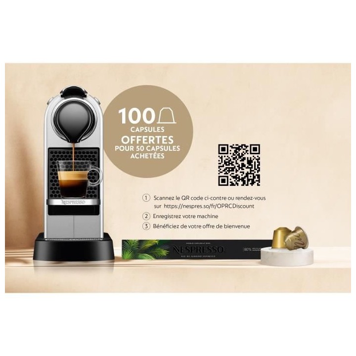 Machine expresso a capsules Citiz - KRUPS NESPRESSO YY4118FD - Silver
