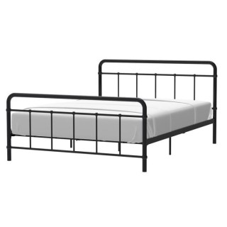 AARON Lit adulte 140x190 cm en métal a barreaux - Noir - Sommier incl