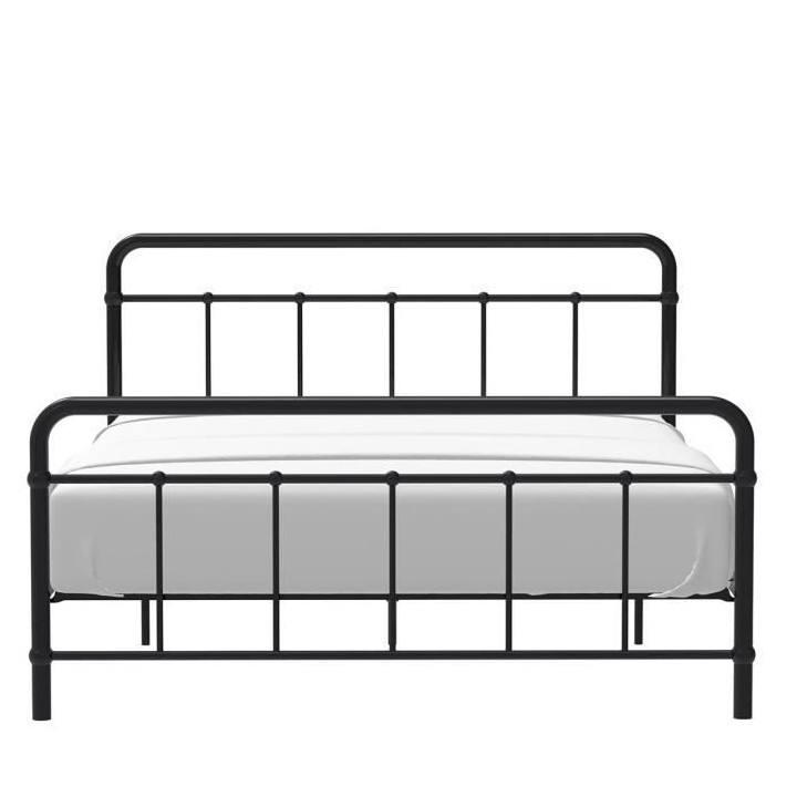 AARON Lit adulte 140x190 cm en métal a barreaux - Noir - Sommier incl