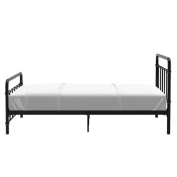 AARON Lit adulte 140x190 cm en métal a barreaux - Noir - Sommier inclus