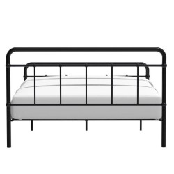 AARON Lit adulte 140x190 cm en métal a barreaux - Noir - Sommier inclus