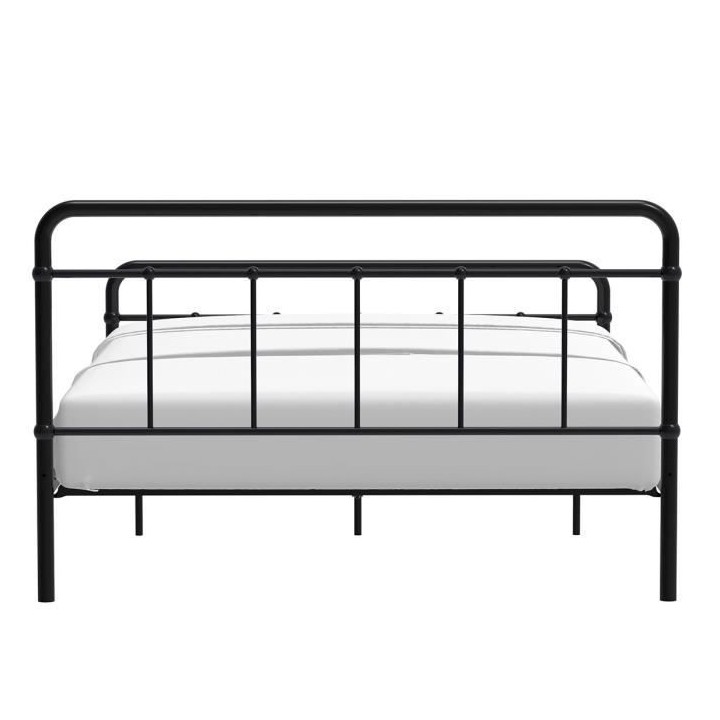AARON Lit adulte 140x190 cm en métal a barreaux - Noir - Sommier incl