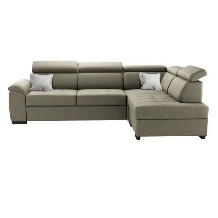 Canapé d'angle réversible convertible 4 places KYLIAN- Tissu Beige -