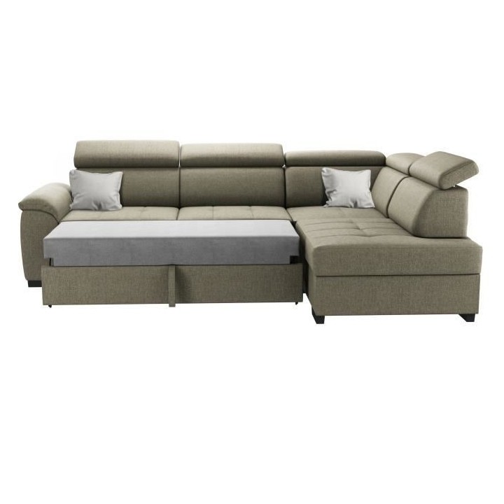 Canapé d'angle réversible convertible 4 places KYLIAN- Tissu Beige -