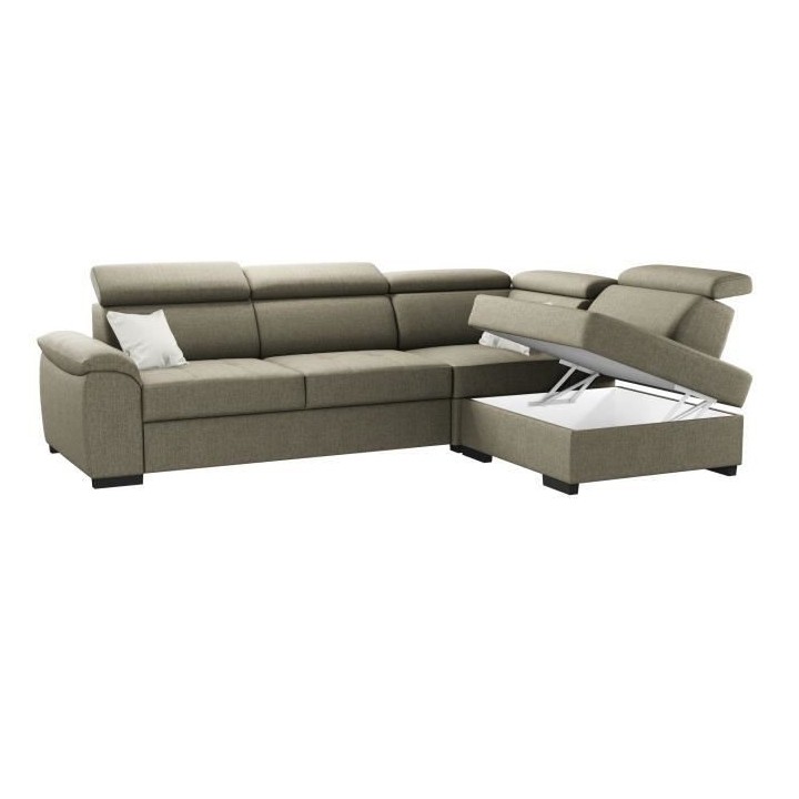 Canapé d'angle réversible convertible 4 places KYLIAN- Tissu Beige -