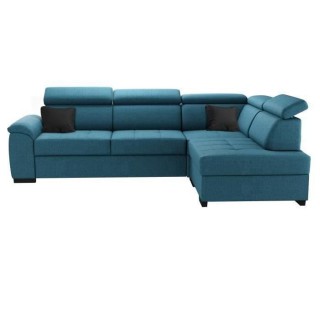 Canapé d'angle réversible convertible 4 places KYLIAN - Tissu Bleu -