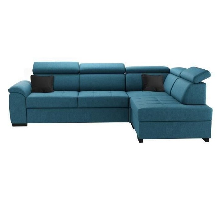 Canapé d'angle réversible convertible 4 places KYLIAN - Tissu Bleu -