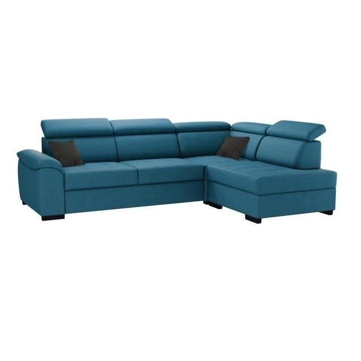 Canapé d'angle réversible convertible 4 places KYLIAN - Tissu Bleu -