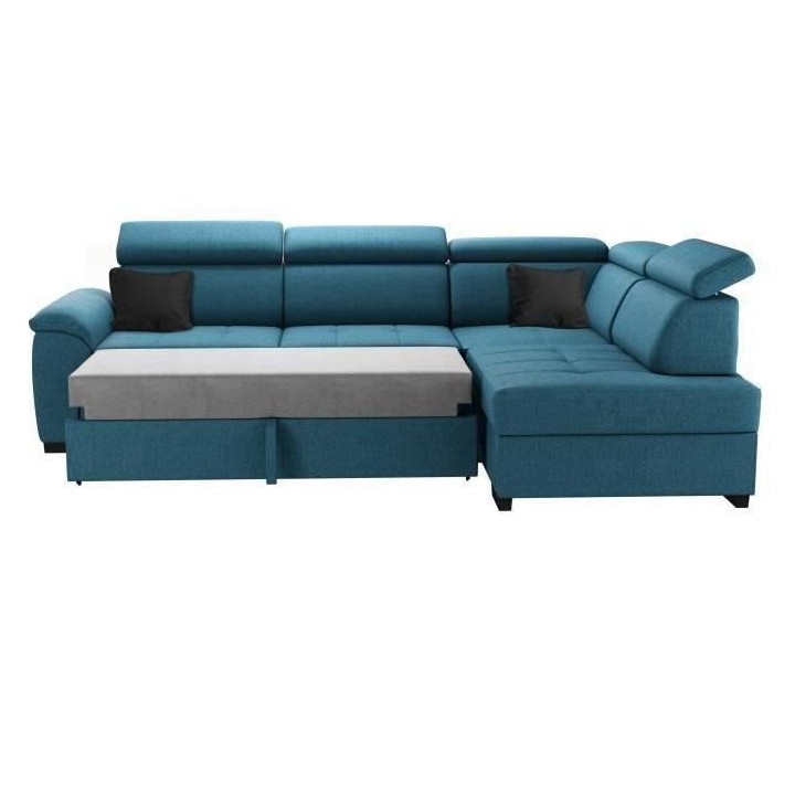 Canapé d'angle réversible convertible 4 places KYLIAN - Tissu Bleu -