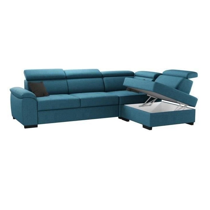 Canapé d'angle réversible convertible 4 places KYLIAN - Tissu Bleu -