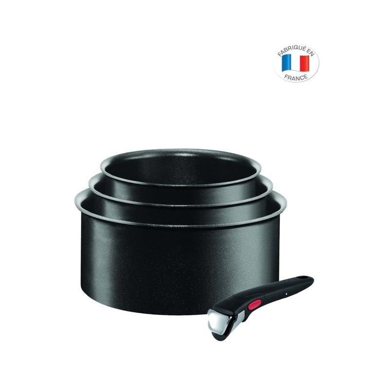 TEFAL L6509503 Ingenio Expertise Set de 3 casseroles 16-18-20cm, Batterie de cuisine induction + four, Sans PFOA, Fabriqué en F