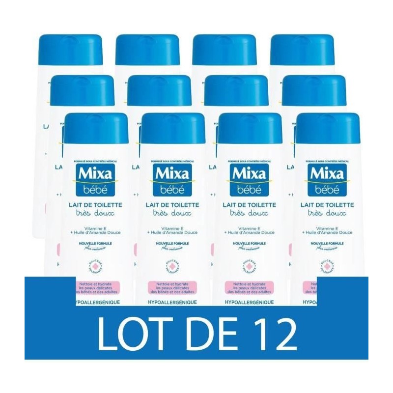 [Lot de 12] MIXA BEBE Lait de Toilette Tres Doux - 250ml