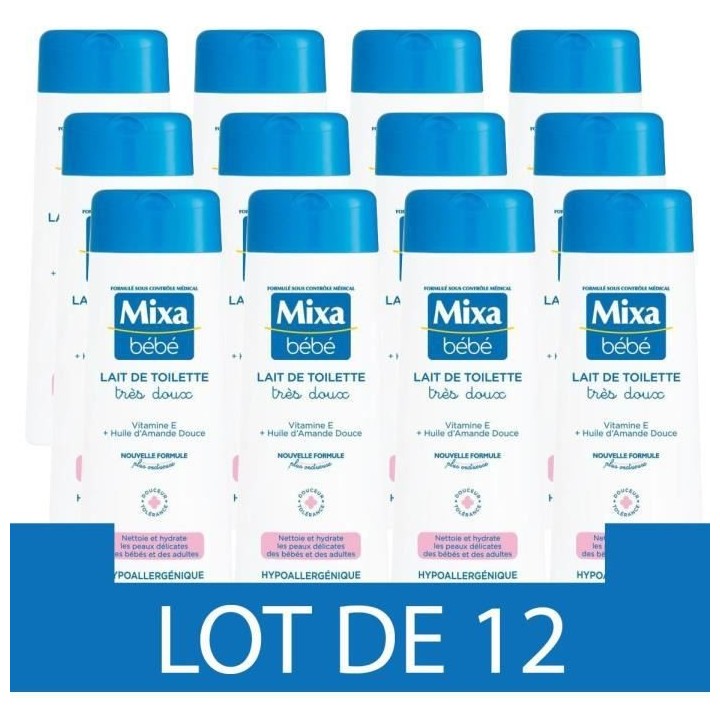 [Lot de 12] MIXA BEBE Lait de Toilette Tres Doux - 250ml