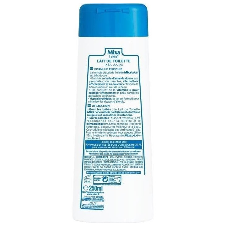 [Lot de 12] MIXA BEBE Lait de Toilette Tres Doux - 250ml