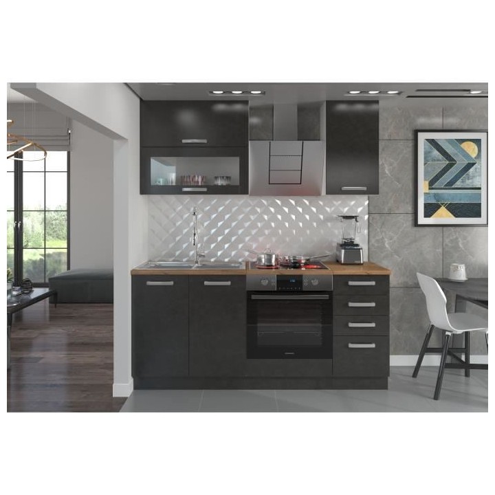 LASSEN Cuisine complete L 180 cm avec meuble four et plans de travail