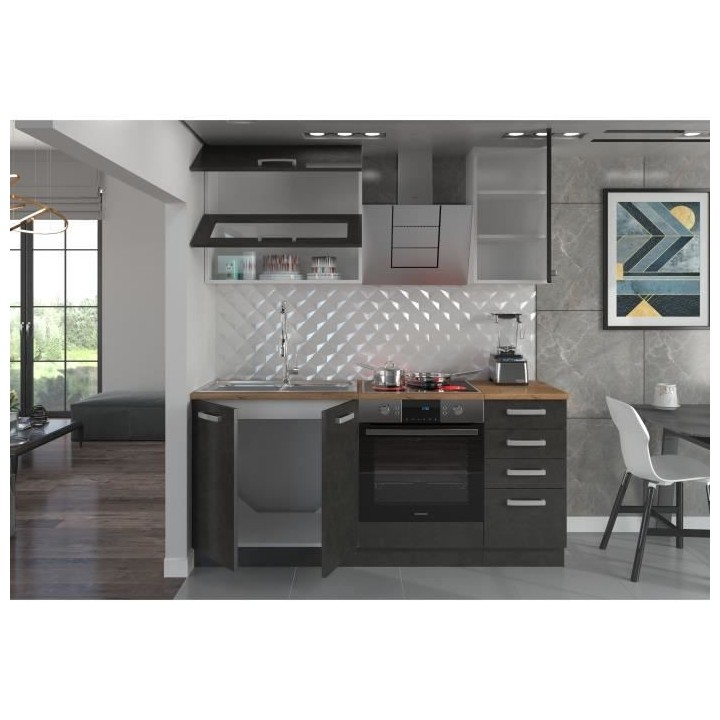 LASSEN Cuisine complete L 180 cm avec meuble four et plans de travail