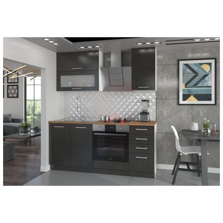LASSEN Cuisine complete L 180 cm avec meuble four et plans de travail