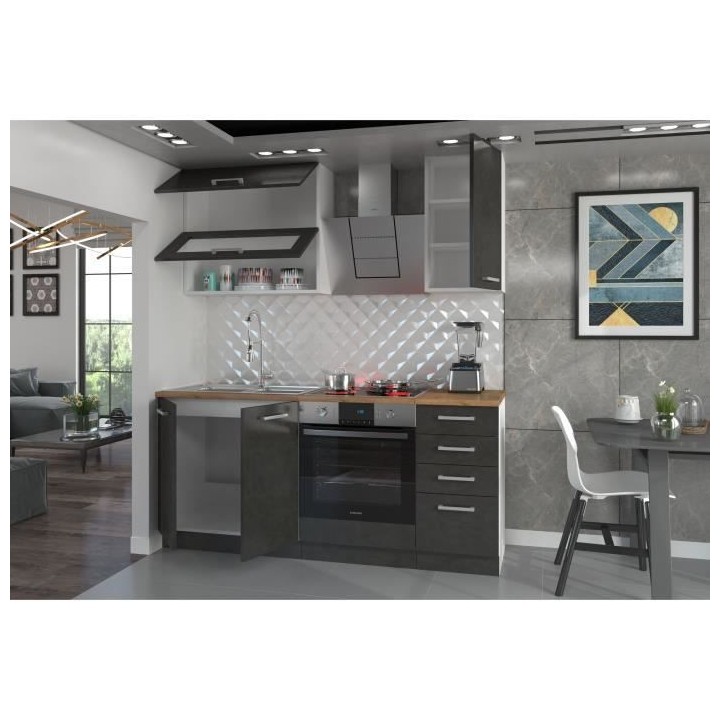 LASSEN Cuisine complete L 180 cm avec meuble four et plans de travail