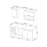 LASSEN Cuisine complete L 180 cm avec meuble four et plans de travail - 6 éléments - Gris Matera