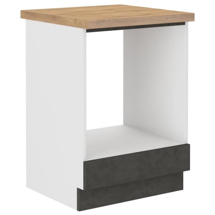 Meuble bas pour four encastrable avec plan de travail - Gris mat - L 6