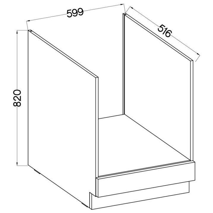 Meuble bas pour four encastrable avec plan de travail - Gris mat - L 6