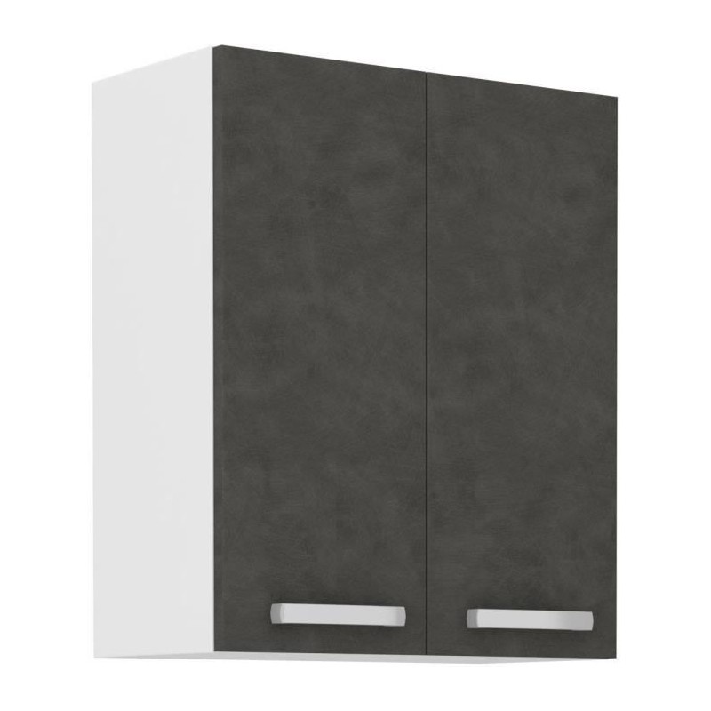 Meuble haut portes battantes - Gris mat - L 60 cm x P 31,6 x H 72 cm - LASSEN