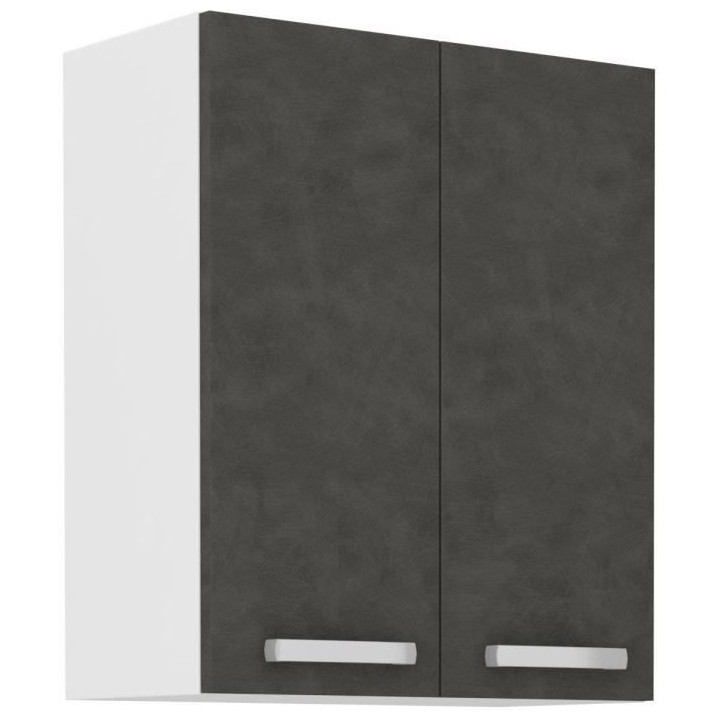 Meuble haut portes battantes - Gris mat - L 60 cm x P 31,6 x H 72 cm -
