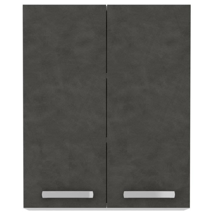 Meuble haut portes battantes - Gris mat - L 60 cm x P 31,6 x H 72 cm -