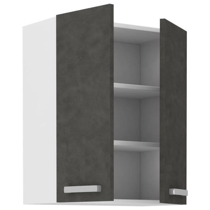 Meuble haut portes battantes - Gris mat - L 60 cm x P 31,6 x H 72 cm -