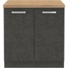 Meuble bas 2 portes battantes avec plan de travail - Gris mat - L 80 x P 51,6 x H 82 cm - LASSEN