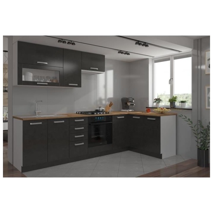 LASSEN Cuisine complete d'angle 240x165 cm avec plan de travail - Angl
