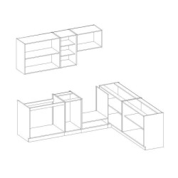 LASSEN Cuisine complete d'angle 240x165 cm avec plan de travail - Angles réversible - 8 éléments - Gris Matera