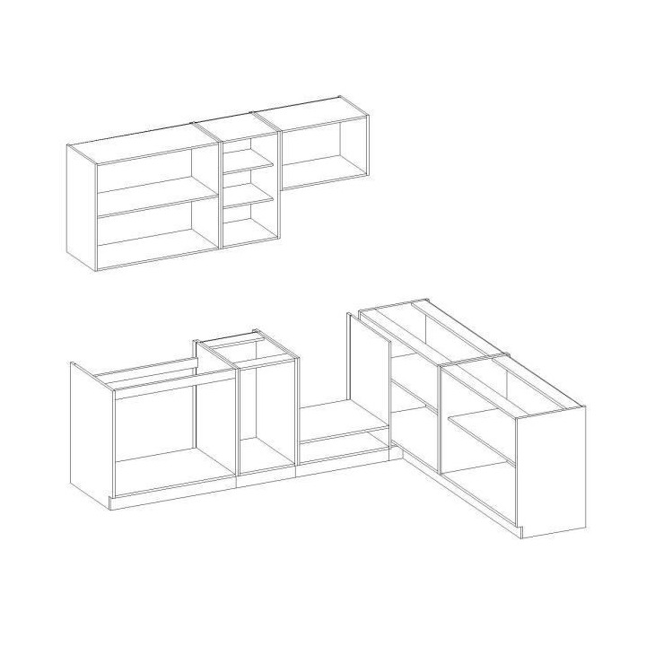 LASSEN Cuisine complete d'angle 240x165 cm avec plan de travail - Angl
