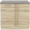 Meuble bas d'angle porte battante avec plan de travail - Décor chene sonoma - L 105 x P 51,6 x H 85 - LASSEN