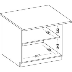 Meuble bas d'angle porte battante avec plan de travail - Décor chene sonoma - L 105 x P 51,6 x H 85 - LASSEN