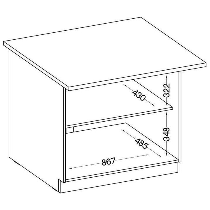 Meuble bas d'angle porte battante avec plan de travail - Décor chene