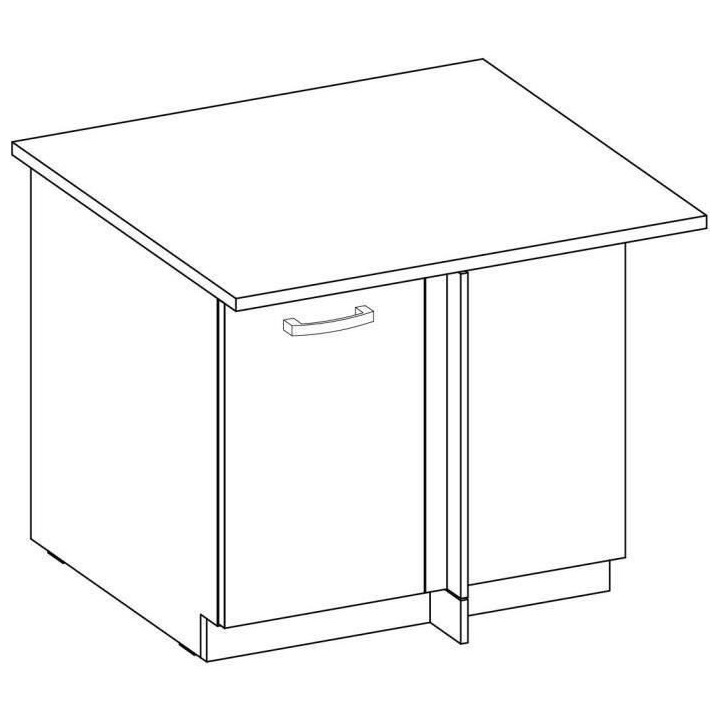 Meuble bas d'angle porte battante avec plan de travail - Décor chene