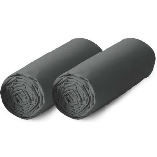 TODAY Lot de 2 draps housse 100% coton - 90x190 cm - Gris anthracite T