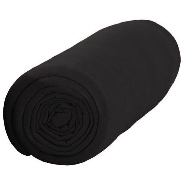 TODAY Drap Housse 90X190 1 personne Jersey uni noir JERSEY TODAY