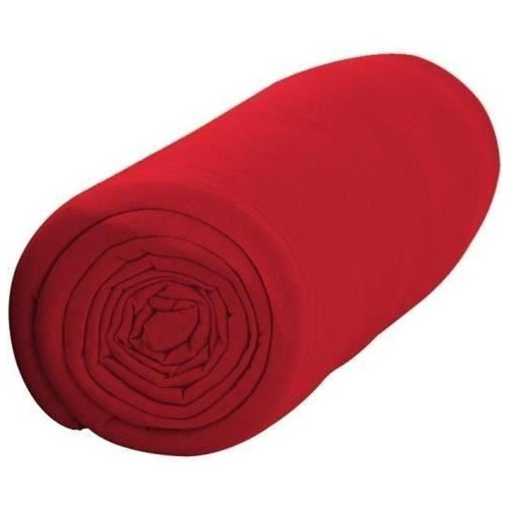 TODAY Drap Housse 140X190 2 personnes Jersey uni rouge JERSEY TODAY