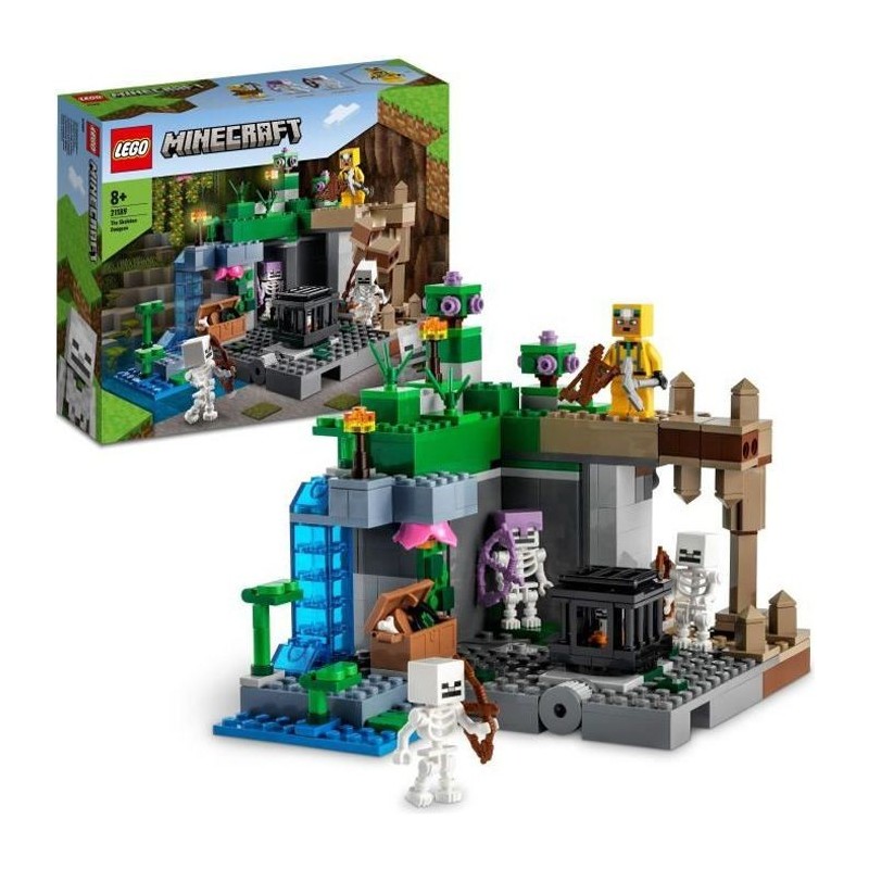 LEGO 21189 Minecraft Le Donjon du Squelette, Jouet Construction, Figurine Squelette avec Accessoires, Grotte