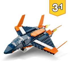 LEGO Creator 31126 L'Avion Supersonique, Jouet 3 en 1 Hélicoptere Bateau Avion