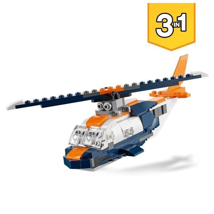 LEGO Creator 31126 L'Avion Supersonique, Jouet 3 en 1 Hélicoptere Bat